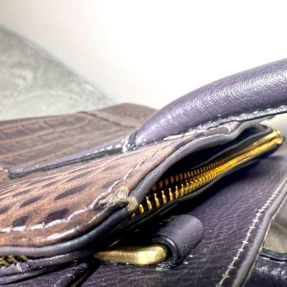 🐶 Radley London Croco-Embossed Charcoal Leather Satchel/Crossbody 🐶 - Picture 9 of 12